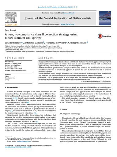 Studiu Journal of the WFO - Luca Lombardo - Class II correction